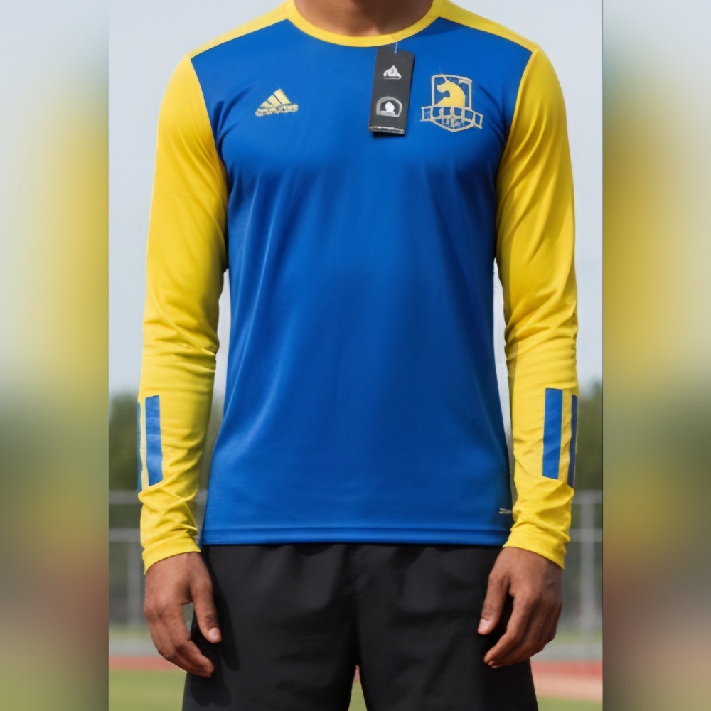 Adidas Blue and Yellow Long Sleeve 2020 Half Marathan NWT - Picture 2 of 9